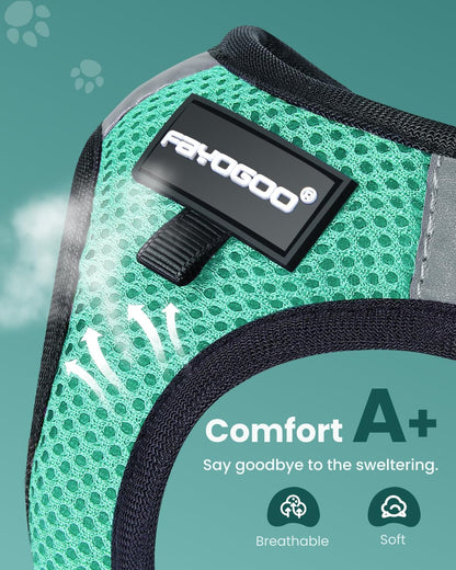 FAYOGOO Cat Harness & Leash Set, Escape Proof, XXL(Chest 19-21''), Green