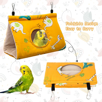 Rypet Winter Warm Bird Nest House - Hanging Hammock Velvet Shed Hut Cage Plush Fluffy Birds Hideaway Sleeping Bed Fuzzy for Parrot Parakeet Cockatiels Budgies Lovebird Small（Yellow）