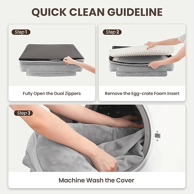 Orthopedic Dog Beds for Medium Size Dogs, Waterproof Egg-Crate Foam Pet Couch Bed with Soft Sides, Non-Slip Dog Sofa with Flannel Removable Washable Cover, 28" Supportive Pet Sofa, Light Grey