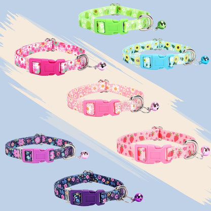 Small Dog Collar with Bell - Durable Nylon Collar for Small Breeds,Adjustable Cute Fruit Pattern Collar for Chihuahua Pomeranian Yorkie, Heavy-Duty for Active Puppie（Avocado S）