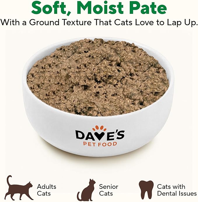 Dave's Pet Food Grain Free Wet Cat Food Pate (Turkey), Made in USA Naturally Healthy Canned, Added Vitamins & Minerals, Carrageenan-Free, 5.5 oz Cans (24 Pack)