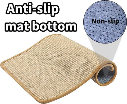 PODOO Bunny Scratch Pads, Sisal Rabbit Scratching Pad, Natural Rabbit Resting Mats for Cages, Forage Grass Mat Indoor Essentials Accessories for Guinea Pig Cat (2Pcs, 15.7x11.8 inches)