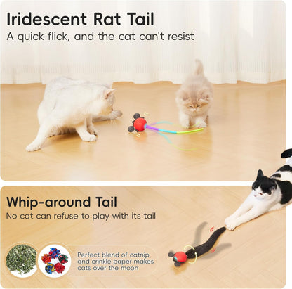 Potaroma Interactive Moving Ball Cat Toys with Fluffy Tail, Chargeable Kitten Toy for Indoor Kitten Exercise, Smart Interactive Cat Rolling Ball, 2 Inches