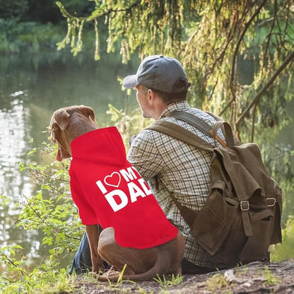 GreenJoy Dog Sweater Dog Hoodie Cold Weather Coat Hooded Sweatshirt for Puppies,Cats, Small Medium Large Dogs (Red(I Love My Dad), Small)
