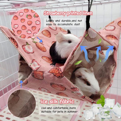 LEFTSTARER Guinea Pig Rat Ferret Hammock Bed Chinchilla Hamster Squirrel Hanging Hammock Summer Ice Surface Bed Cage Stuff Accessories