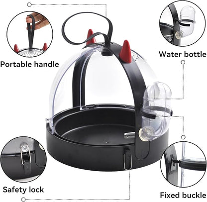 Portable Hamster Cage Travel Bag, High Permeability Hamster Travel Carrier with Water Bottle Small Pet Hamster Travel Carrier Cage for Hamster Gerbils Mice Guinea Pigs Sugar Glider(Black)