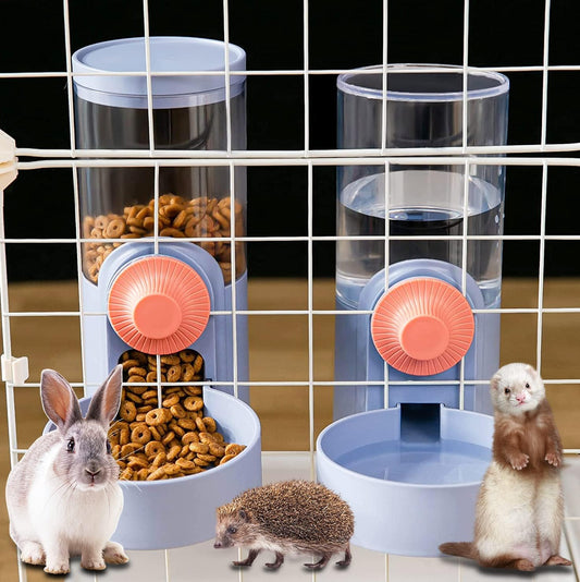 Kenond Hanging Automatic Pet Food Water Dispenser Set,1L Auto Gravity Rabbit Feeder and Dispenser, Cage Accessories Cat Food Bowl Dog Waterer for Puppy Chinchilla Hedgehog Ferret(Blue)