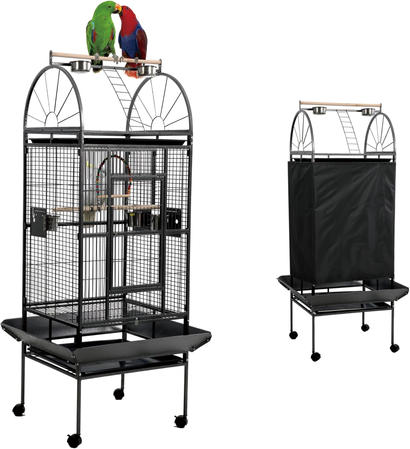 69-inch Large Bird Cage with Stand, Flight Cages for Parakeets & Play Top & Birdcage Cover for African Grey Quaker Amazon Cockatiel Sun Parakeet Green Cheek Conure Lovebird Eclectus Parrot