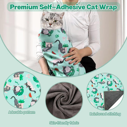 Paw Legend 27.6" Cat Wrap for Grooming Cat Wrap for Cutting Nails Cat Restraint for Nail Clipping Self Adhesive Blanket Restraint Cloth for Cats Within 15lbs