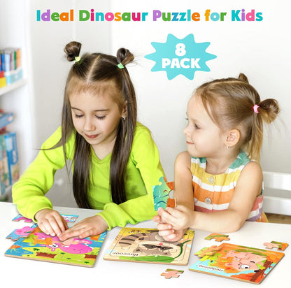 Wooden Puzzles for Toddlers, 8 Pack Animal Jigsaw Puzzles for Kids3-5, 9 Pieces Preschool Learning Activities, Learning & Educational Toys, Gift for Boys, Girls
