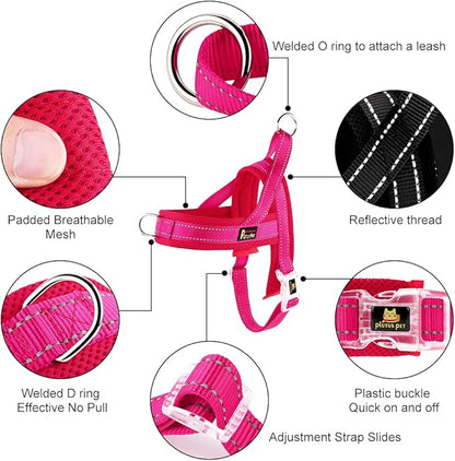 Plutus Pet No Pull Dog Harness with Breathable Mesh Padded, Adjustable Reflective Escape Proof Dog Harness, Quick Fit Dog Vest Harness for Small Medium Large Dogs(XS, Pink)