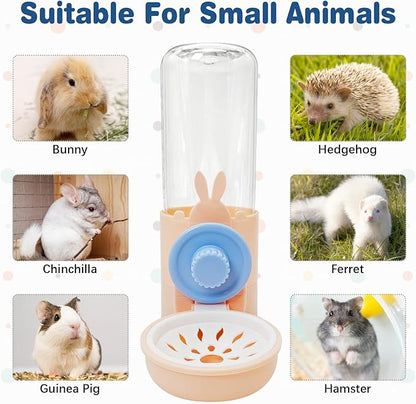 kathson Rabbit Water Dispenser for Cage 17 Oz Hanging Guinea Pig Water Bottle No Drip Gravity Automatic Bunny Water Bottle No Leak Small Animal Water Bottle for Chinchilla Ferret Hamster (Pink)