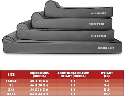 The Dog’s Bed Orthopedic Headrest Dog Bed XL Grey/Black, Memory Foam, Pain Relief for Arthritis, Hip & Elbow Dysplasia, Post Surgery, Lameness, Waterproof Washable Cover