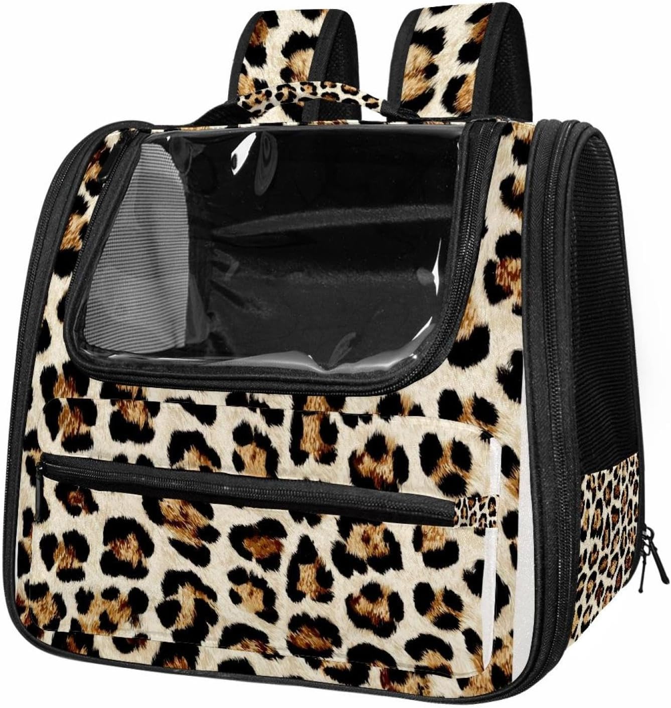 Modern Classic Leopard Print (1) Pet Carrier, Soft Sided Carrier for Small Dog Cat with Windows and Locking Safety Zippers