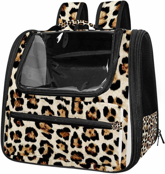 Modern Classic Leopard Print (1) Pet Carrier, Soft Sided Carrier for Small Dog Cat with Windows and Locking Safety Zippers
