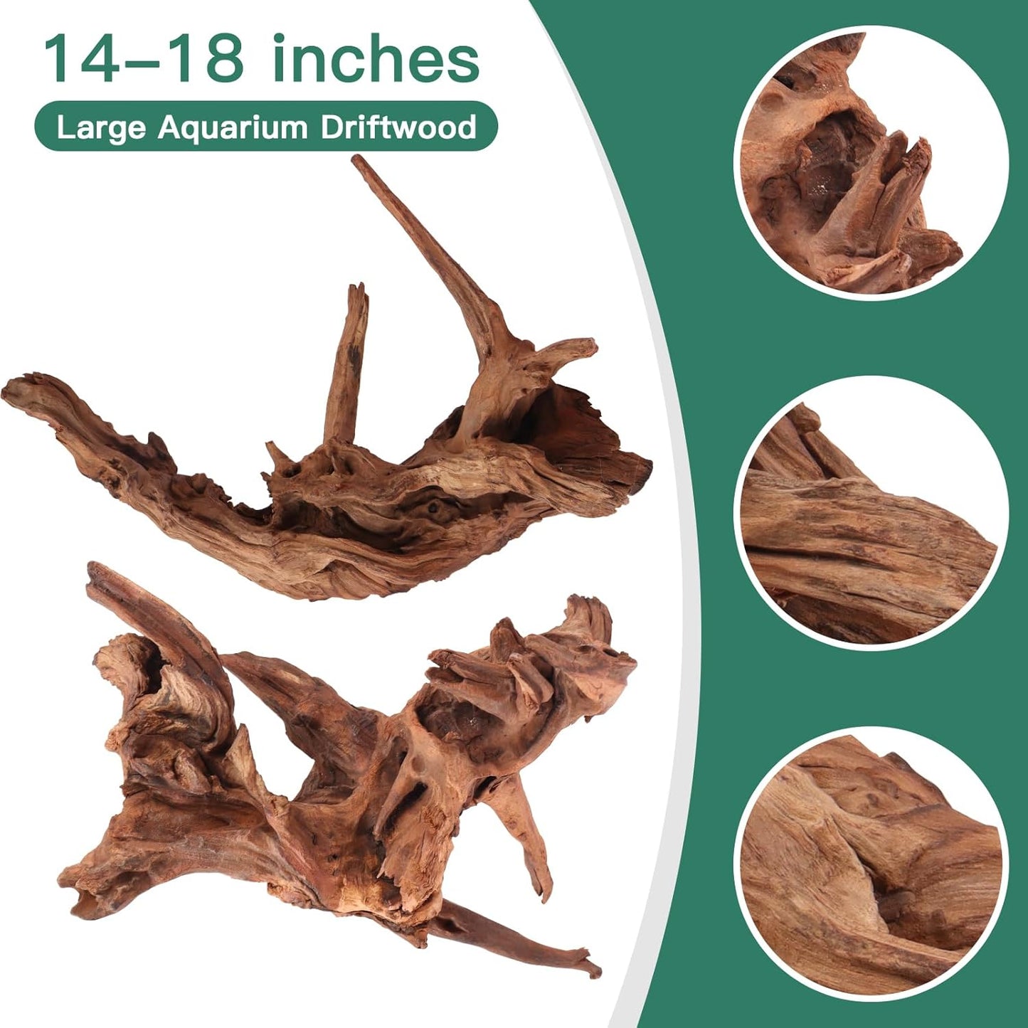 LYPHARD AQUARIUMS Driftwood for Aquarium, 2 Pieces 14-18 Inches Large Natural Drift Wood Fish Tank Assorted Branch Decorations for Reptile Hide