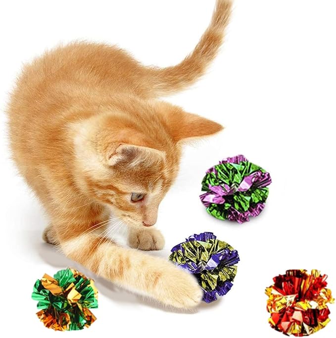 Cat Toys for Indoor,35 Pack Interactive Cat Toy Pack Including Crinkle Balls,Sparkle Balls,Spiral Springs for Most Cats,Interactive Toys for Cats Ball Toys Products Kitten Toys Random Color