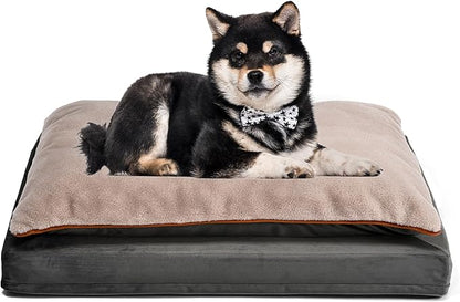 Amazon Basics Dog Bed with Cooling Gel Memory Foam, Pressure-Relief Support for Dogs up to 50lbs, Non-Slip Bottom, Machine Washable Cover, Large Sized (36" x 27"), Grey