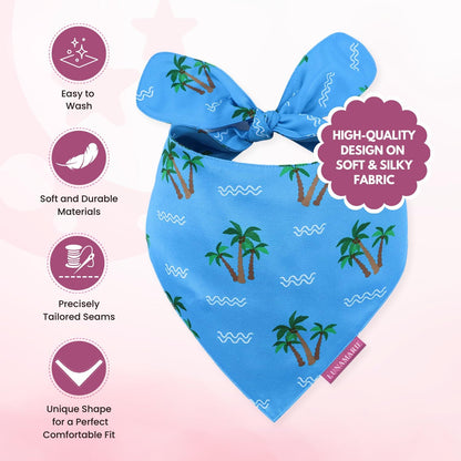 LunaMarie - Luxury Pet Birthday Bandanas -Premium & Silky Poly Fabric | 100% Handmade | Custom Shape Dual Layered (Playa Azul, Large)