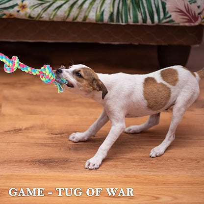 Dog Rope Toys for Large Medium Dog Chewers, Rope Indestructible Dog Chew Toys, 37 Inch 5 Knots Tough Dog Tug Toy for Teeth Cleaning, Tug of War