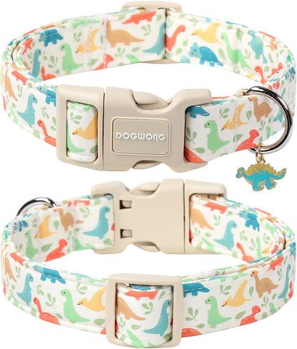 DOGWONG Whale Cotton Dog Collar, Summer Cute Shark Dog Collar Durable Soft Fabric Male Pet Dog Collars Boy Puppy Necklace for Small Medium Large Dogs