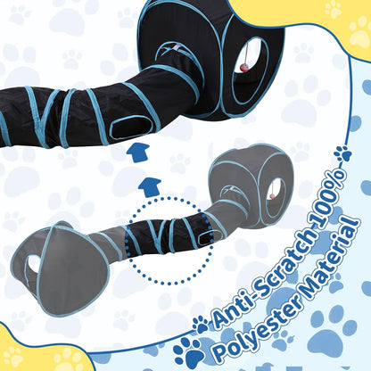 Pet Cat Tunnel, Tunnel Tent Set Tunnels for Indoor Cats, Collapsible Pet Tunnel for Kitten, Puppy, Rabbit, 25cm-Wide Tunnels, Durable & Breathable, with Peek Hole Toy Ball