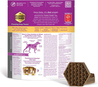 Yummy Combs Dog Dental Treats – Vet VOHC Approved – Delicious Chicken Protein – Removes Tartar with Cleaning Comb Shape – Dental Dog Treats for Extra Large Dogs (36oz, 18 Count)