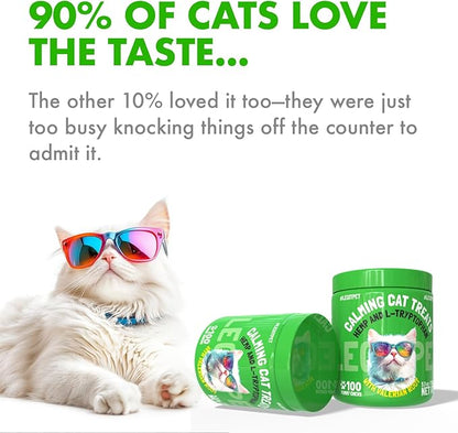 LEGITPET Cat Calming Treats Natural Anxiety Relief for Indoor Cats Stress & Travel Storm Separation Support Helps with Vet Visits, Grooming & Loud Noises Soothing Behavior Aid 100 Yummy Chews