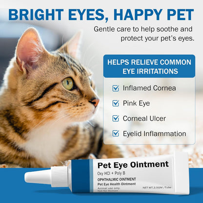 Pet Health Eye Ointment for Cats, Dogs, Cattle, Sheep, Horses, Birds and Puppies, Kitten - 1 Tube 3.5g(1/8oz)