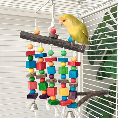Bird Chewing Toys for Parakeet- Parrot Cage Bites, Wooden Block Cockatiel Toy for Small and Medium Parrots and Birds