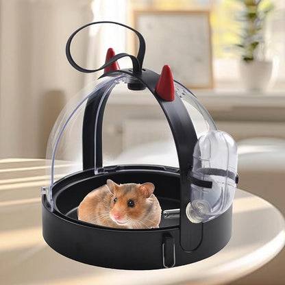 Portable Hamster Cage Travel Bag, High Permeability Hamster Travel Carrier with Water Bottle Small Pet Hamster Travel Carrier Cage for Hamster Gerbils Mice Guinea Pigs Sugar Glider(Black)