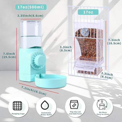 Automatic Bird Water Dispenser, No Mess Bird Feeder for Cage,Parakeet Cage Accessories Feeder and Waterer for Parrots Cockatiel Canary Budgies Finches (Cage Feeding Door Size Over 3.15 * 3.15 inch)