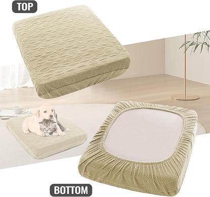 Nanbowang Waterproof Dog Bed Pillow, Washable Pet Hair Easy to Remove, Quilted, Lovely Puppy Bed Cover for Dog/Cat (27x36x6, 1pack, Beige)