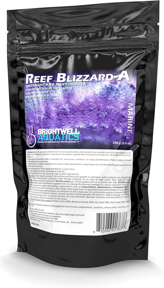 Brightwell Aquatics Reef Blizzard-A – High-Protein Planktonic Blend for Anemones, Planktivorous Fish & Marine Invertebrates – Enhances Color & Growth, 100g