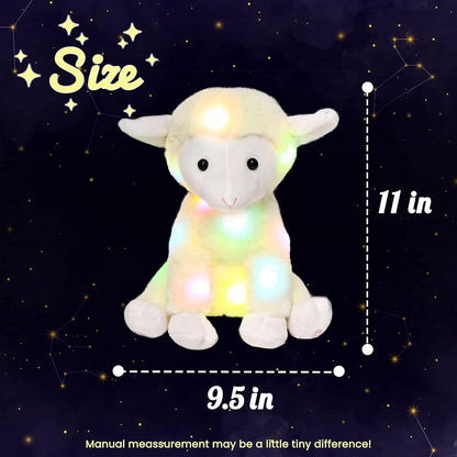 Hopearl LED Plush Lamb Lighting Up Stuffed Sheep Floppy Night Lights Glow in The Dark Birthday Festival for Kids Toddlers, Beige, 11''