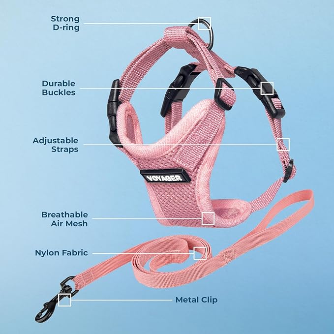 Voyager Step-in Lock Pet Harness - All Weather Mesh, Adjustable Step in Harness for Cats by Best Pet Supplies - Pink, XXS
