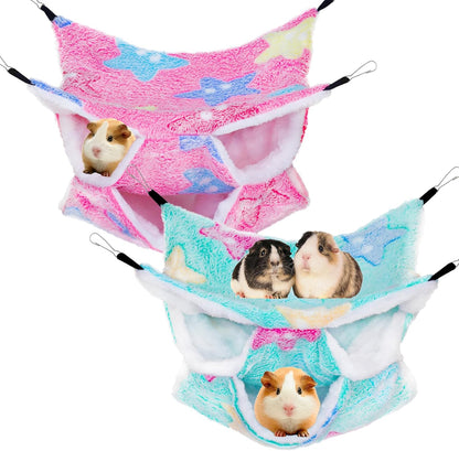2 Pcs Guinea Pig Hammock, Rat Ferret Hamster Hanging Hammock Guinea Pig Accessories for Small Animals Chinchilla Parrot Sugar Glider Ferret Squirrel (11"×11")