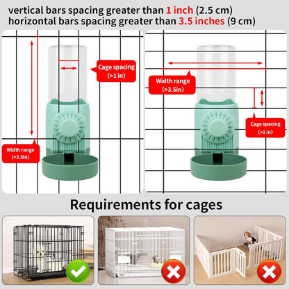 17oz Rabbit Water Bottle for Cage, No Drip Guinea Pig Water Bottle, Hanging Automatic Water Dispenser for Bunny Hamster Puppies Small Animals(Cage Grid Spacing Over 1'')