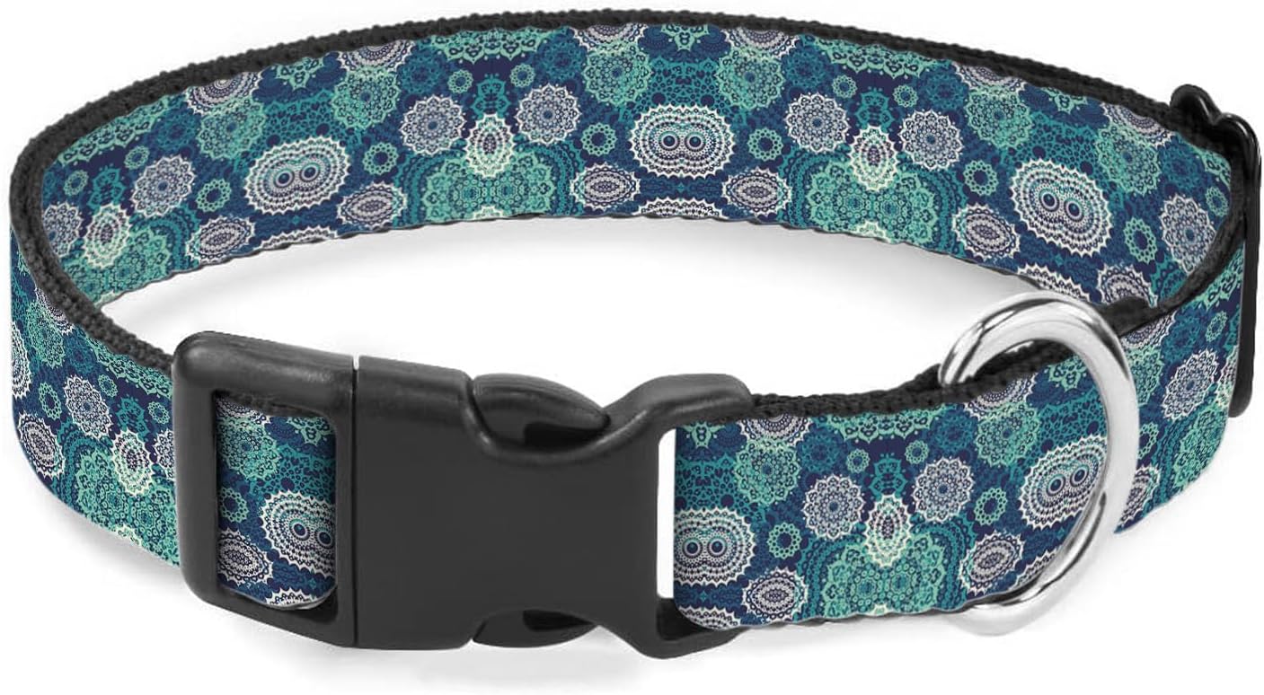 Blue Mandala Floral Paisley Dog Collars Soft Adjustable Collar Strap for Small Medium Large Dogs Cats Pet