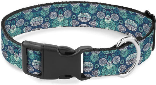 Blue Mandala Floral Paisley Dog Collars Soft Adjustable Collar Strap for Small Medium Large Dogs Cats Pet