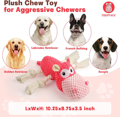 Squeaky Dog Toy - Plush Interactive Chew Toy for Large, Medium and Small Dogs, Keeps Them Busy (Pink, Medium)