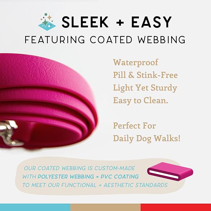 Wildebeest Funston Waterproof Dog Leash - Heavy Duty 4ft Long Leash for Small, Medium and Large Dogs - 1000D Nylon, Scratch & Stink-Resistant & Pill-Free - Nylon Wrap Handle (3/4" Wide, 4 ft Length)