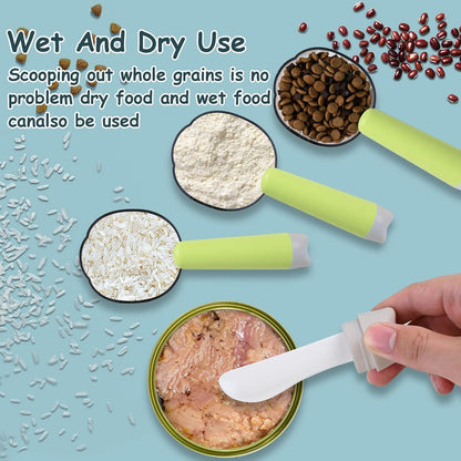 Dog Food Scoop 1 Cup, Pet Food Measuring Cups, Comfortable Long Handled Measuring Cup, for Dog, Cat & Rabbit Food-Grade Pet Food Feeding Scoop, Easily Clean Safe and Reliable (Greener)