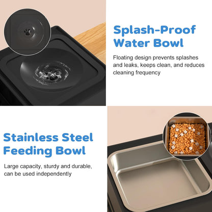 2-in-1 Elevated Dog Bowls, Raised Pet Bowl with Stainless Steel Food Bowl and Spill Proof Water Bowl, 4 Adjustable Heights, Non-Slip Stand, for Small, Medium, Large Dogs and Pets