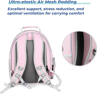 Lollimeow Cat Carrier Backpack, Bubble Expandable Backpack Carrier, Pets and Small Dogs,Airline-Approved, Designed for Travel, Hiking, Walking & Outdoor Use (Square Back Expandable-Pink)