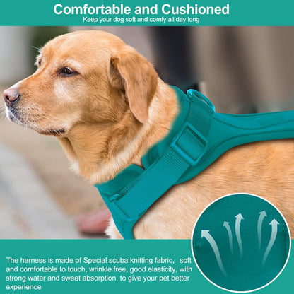 Wisedog No Pull Lightweight Dog Vest Harness with Soft and Comfortable Cushion, Breathable Mesh, for Small Medium Large Dogs Walking (M(Neck: 11.81"-18.11";Chest: 18.11"-27.95"), Emerald Green)