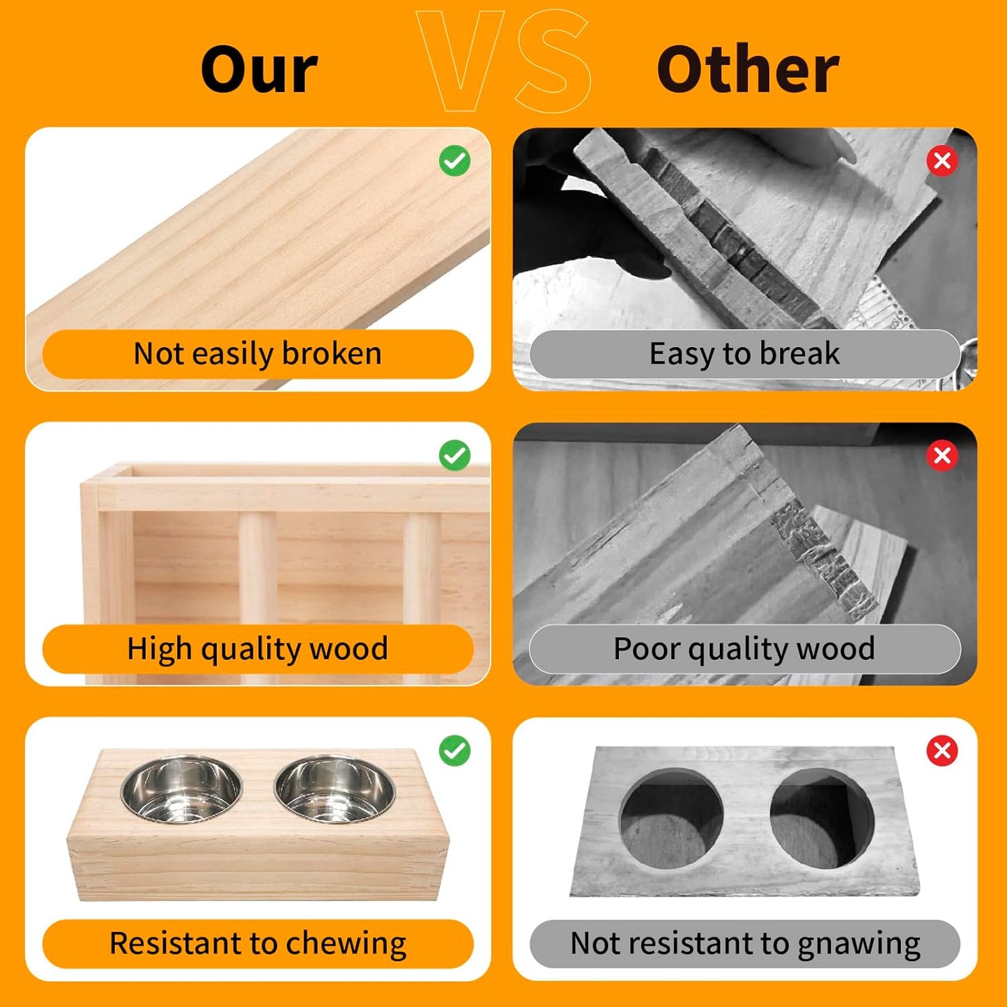 3 in 1 Rabbit Hay Feeder with Litter Box,Wooden Hay Feeder with 2 Bowls & Litter Box for Guinea Pig Chinchilla Bunny Other Small Animals,Large Capacity & Preventing Waste