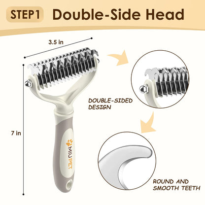 Professional Deshedding Dog Brush Grooming Kits, for Long-Haired Dogs and Cats - Dog Deshedding Brush and Slicker Brush Set 3 in 1 Gift Box for Long Hair Pets like Golden Retriever