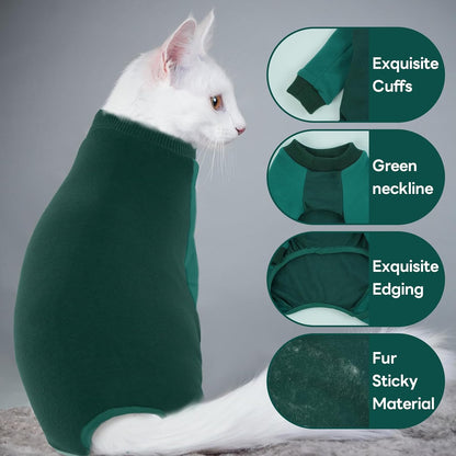 QBLEEV Cat Pajamas for Cats Only, Sticky Hair Cat Clothes, Prevent Lost Fur Kitten Onesie Shirts Costumes Outfits for Daily Wear Parties Photography, Cat Recovery Suit for Cats or Small Dogs