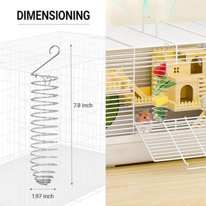 3 Pack Rabbit Toys, Bunny Rat Cage Food Holder Stainless Steel Slow Feeder Hanging Accessories for Rat Guinea Pig Chinchillas Rabbits Hamster Foraging Enrichment Small Animal Toys